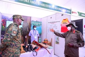 President Yoweri Museveni inspecting stalls